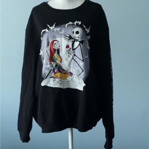 Nightmare Before Christmas Size 2X Sweatshirt Black Halloween Goth Jack & Sally